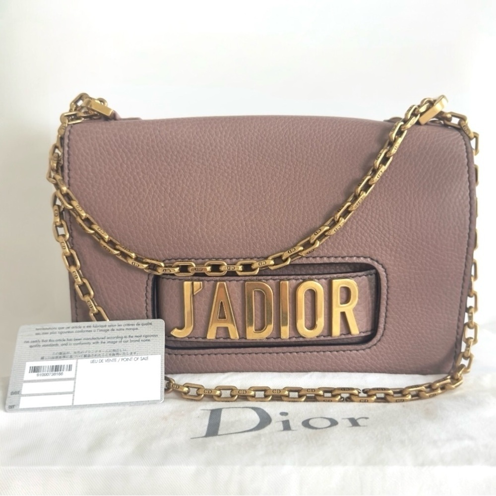 CHRISTIAN DIOR J'Adior Logo Flap Leather Chain Shoulder Bag Cluch Rose Poudre - Picture 2 of 16